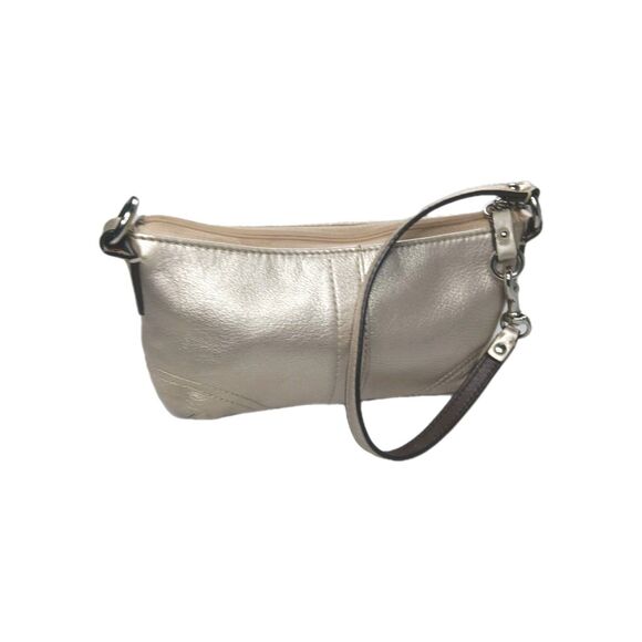 Coach Large Wristlet Metallic Gold Champagne Clutch Purse Retail $108 - Picture 5 of 6